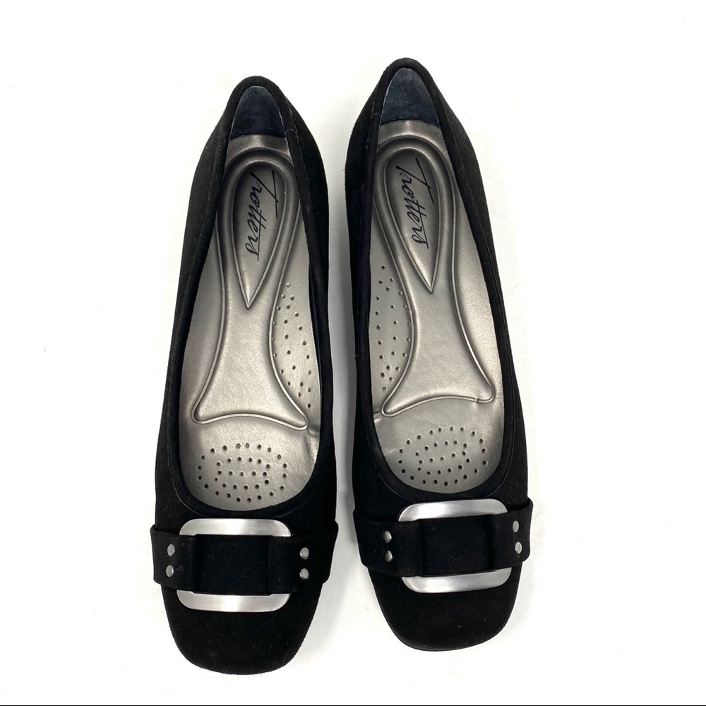 Trotters Sizzle Signature Black Suede flats NARROW - Picture 4 of 8